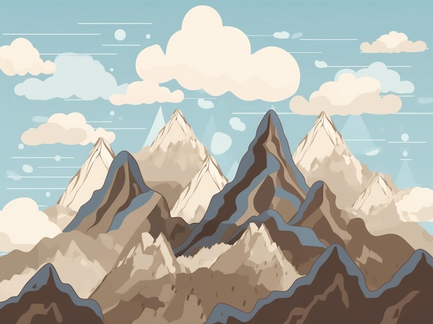 Górski krajobraz z błękitnym niebem i chmurami.