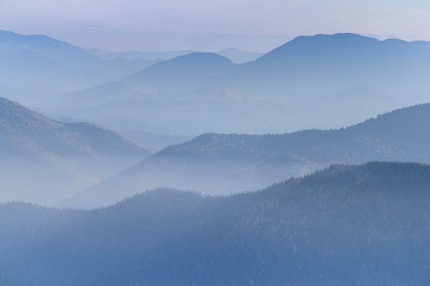 Górski Las We Mgle Turystyka Podróże Koncepcja Plenerowa Panoramiczny Widok Karpaty Ukraińskie Ukraina