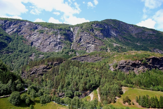 Góry i doliny wzdłuż Flamsbana, Flam Railway, Norwegia