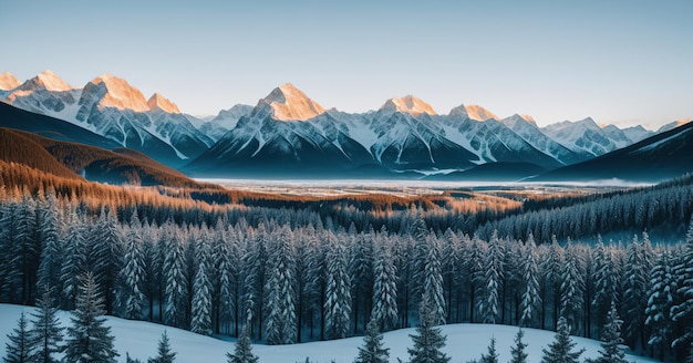 Góry krajobrazu zimowego Generacyjna sztuczna inteligencja