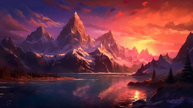 Góry o zachodzie słońca