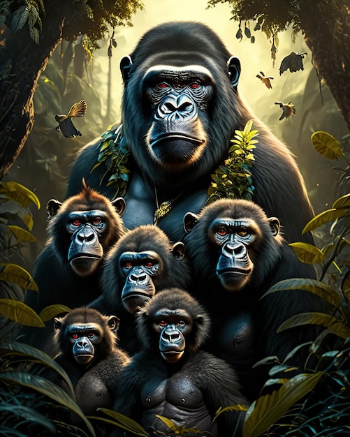 Zdjęcie goryl małpa rodzina goryli