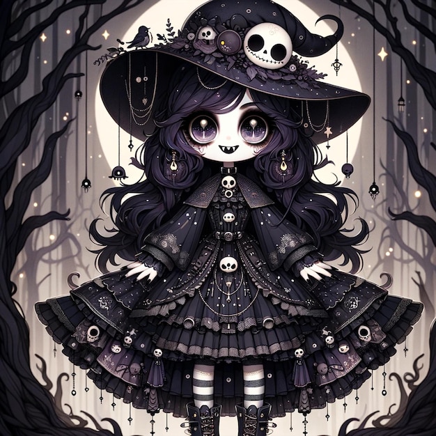 Gothic Character ScaryCute z przesadzonymi cechami