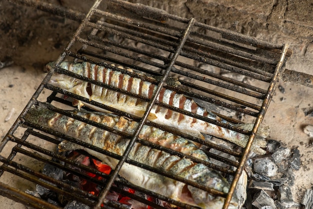 Gotowanie Ryb Bezpośrednio Nad Ogniem