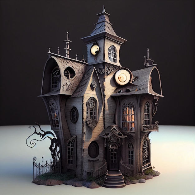 Gotycki ciemny dom upiorny nawiedzony dom ilustracja