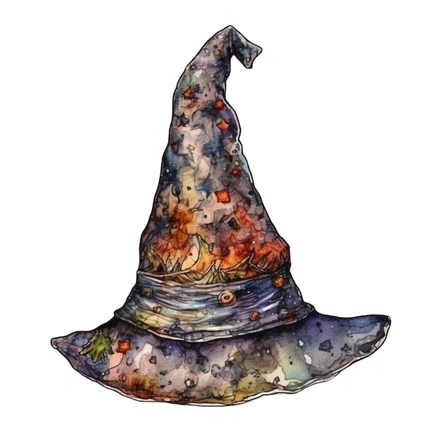 Gotycki kapelusz akwarela ilustracja