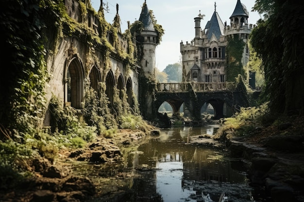 Gotycki zamek, zabytkowy krajobraz