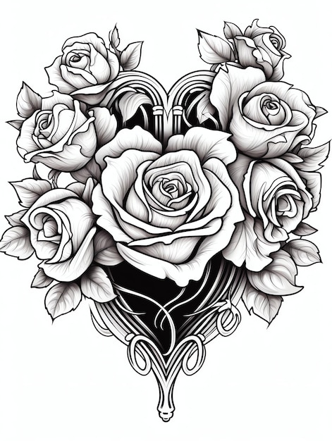Zdjęcie gotyckie róże gotyckie okna koloryzacyjne strony książek czarno-białe