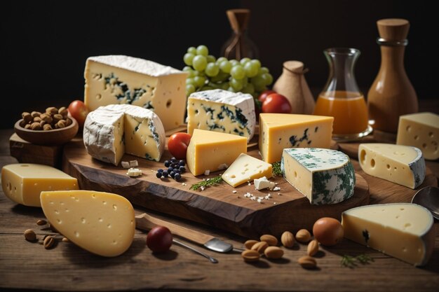 Gourmet Cheese and Ingredients on Weathered Desk