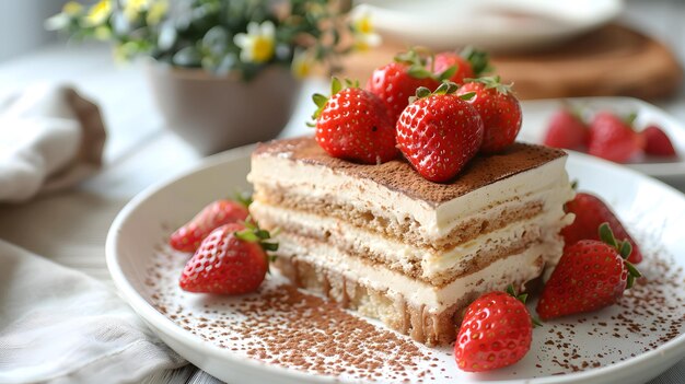 Gourmet Dessert Creation Tiramisu Cake z dekoracją z świeżych jagód