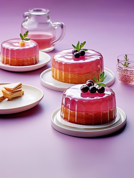 Gourmet desserty na stałym tle studia kolorowe różnorodne kolorowe wyśmienite jedzenie projektantów