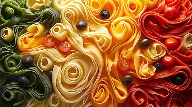 Gourmet pasta close-up rzemieślnicze kształty włoskie rzemiosło Stylistyczne w stylu żywej kropki