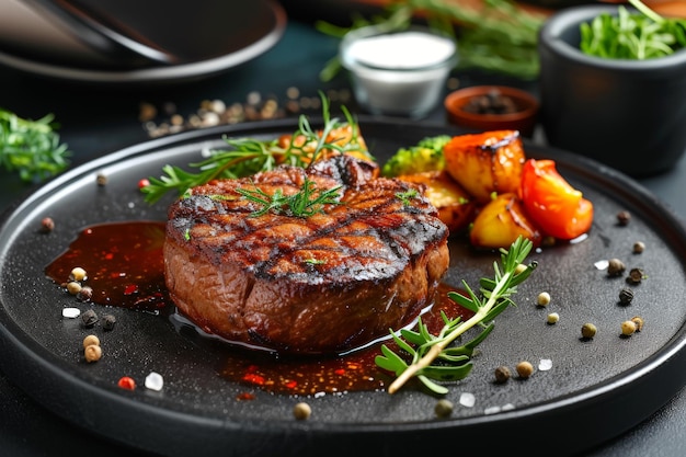 Gourmet steak Wysokiej jakości zbliżenie gourmet stek danie