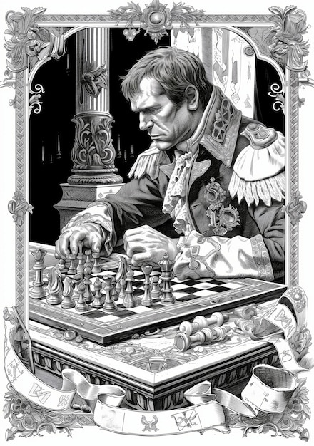 Zdjęcie gra szachowa króla widok figur szachowych z dramatycznym i mistycznym tłem