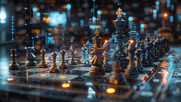 Gra w szachy z figurami przekształcającymi się w przyszłe wynalazki technologiczne