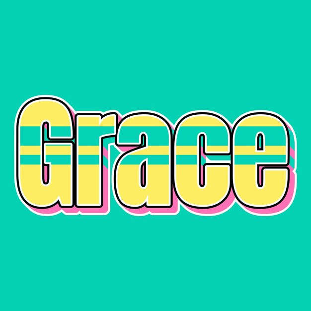 Zdjęcie grace typography vintage 90s 3d design żółty różowy tekst tło zdjęcie jpg