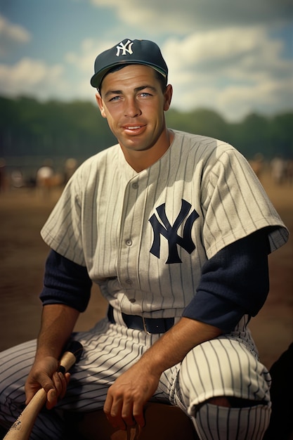 Zdjęcie gracz baseballu w mundurze new york yankees.