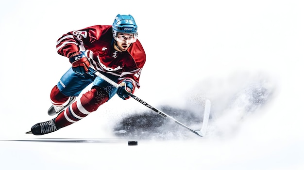 Gracz hokeja w akcji intensywność i prędkość