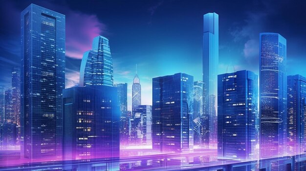 gradient background neon light city