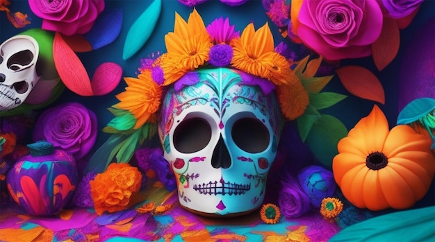 Gradient Dia de Muertos świętowanie tła