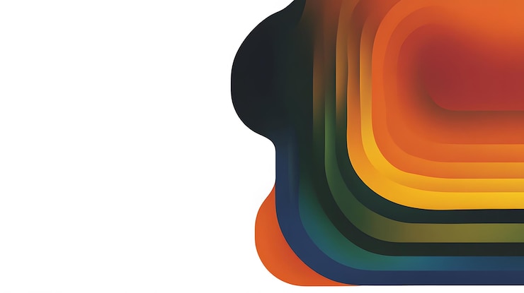 Zdjęcie gradient tęczy płynnie łączy się z abstrakcyjnymi kształtami tworząc prosty
