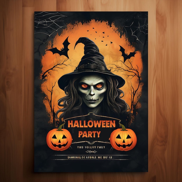 Gradient ulotki na imprezę Halloween i realistyczny, pionowy szablon plakatów