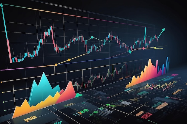 Graf handlu inwestycjami na giełdzie w koncepcji graficznej odpowiedniej dla finansów