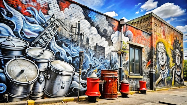Zdjęcie graffiti na ścianie na ścianie artystyczne malarstwo na murach miasta