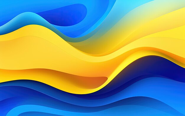 Graficzne abstrakcyjne fale gradientowe sztuka tła w stylu żółto-niebieskiego neonowego realizmu