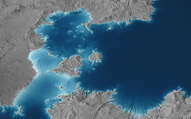 Graficzny krajobraz, luźne przedstawienie wysp na oceanie