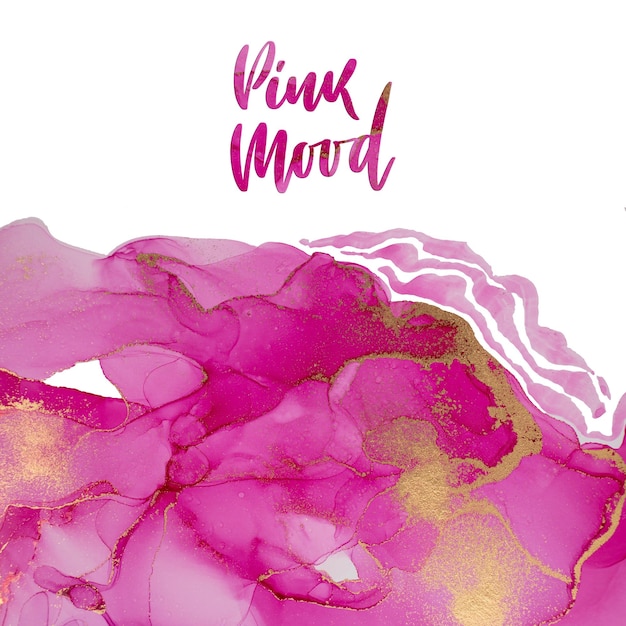 Grafika handdrawn magenta różowy i złoty szablon projektu transparentu