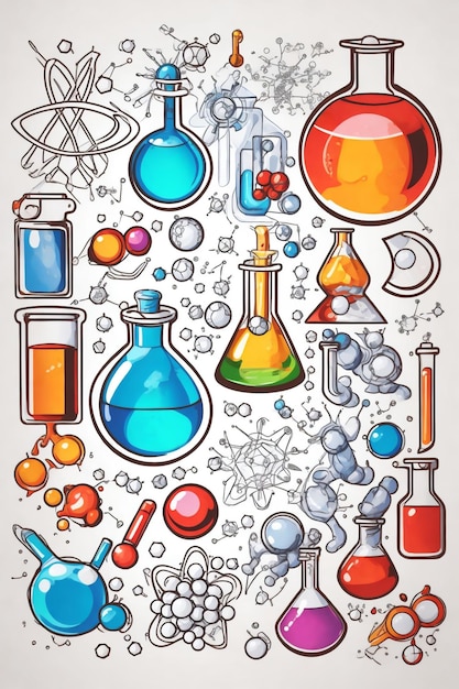 grafika laboratorium chemicznego z odczynnikami