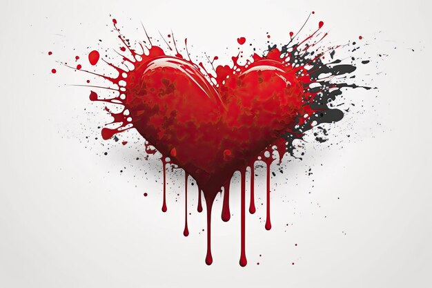Grafika przedstawiająca czerwone serce na białym tle Miłość i romans w Walentynki