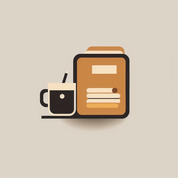 Grafika przedstawiająca schowek i filiżankę kawy