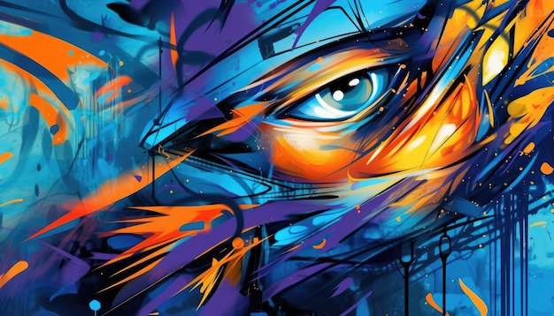 Grafika składa się z tła graffiti i abstrakcyjnej sztuki graffiti. Ilustracja Generatywna sztuczna inteligencja