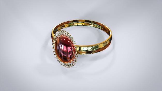 Grafika trójwymiarowa Luksusowe diamenty pierścień na białym tle