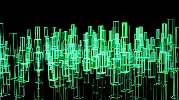 Grafika trójwymiarowa renderowania ruchu Hologram nowoczesnej koncepcji inteligentnego miasta