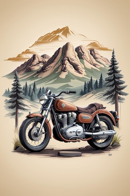 Zdjęcie grafika wektorowa retro motocykl do projektowania koszulek