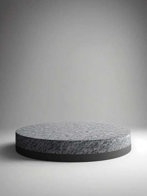 Granitowy okrągły produkt na podium lub cokole na szarym tle Stojak na produkt Renderowanie 3D