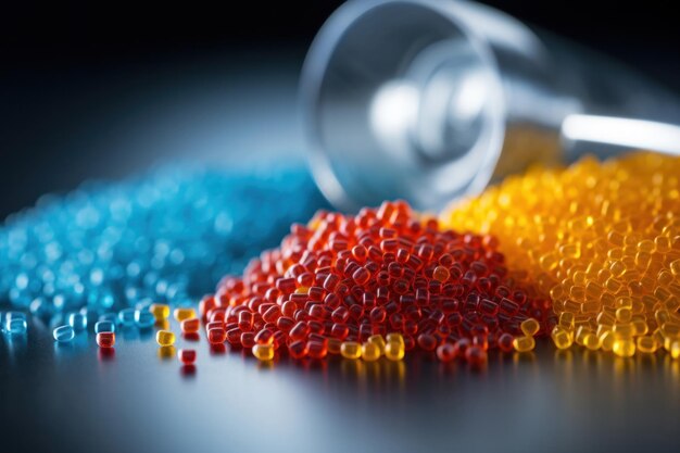Zdjęcie granulki chemiczne do produkcji przemysłowych tworzyw sztucznych, żywic plastikowych