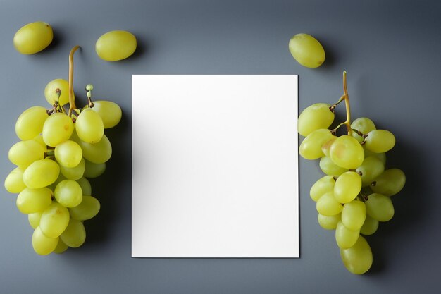 Zdjęcie grapes of design mockup white paper wzmocniony soczystej atrakcyjnością świeżych winogron