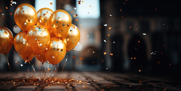 gratulacyjne tło KARTA balony bokeh Generative AI