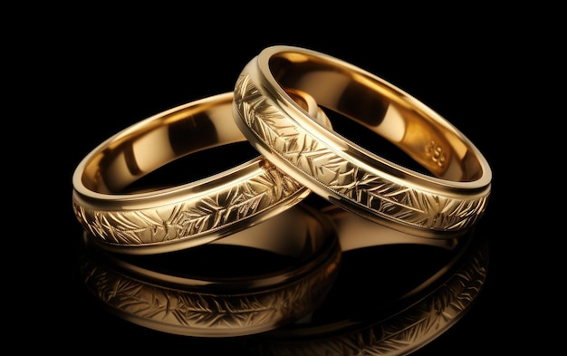 Grawerowane obrączki ślubne Złoty pierścionek