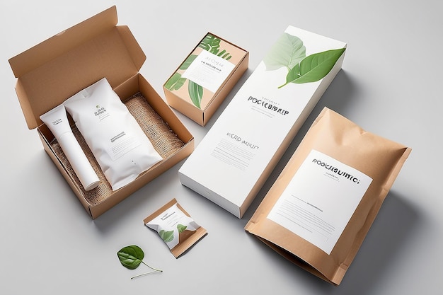 Green Elegance Sustainable Packaging Mockup Z Białym Płótnem