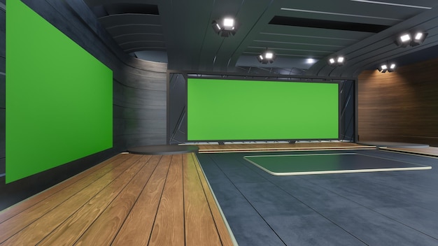 Green Screen Studio 2267_3D Virtual TV Studio News_Studio w tle