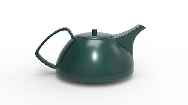 Green Teapot wyizolowanych na bia?ym tle Wystrój naczyń kuchennych
