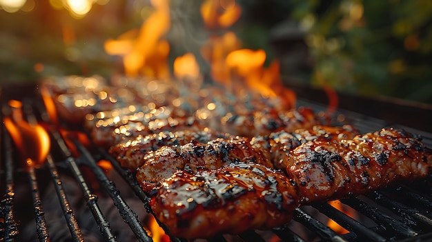 Zdjęcie grill z kilkoma różnymi rodzajami mięsa