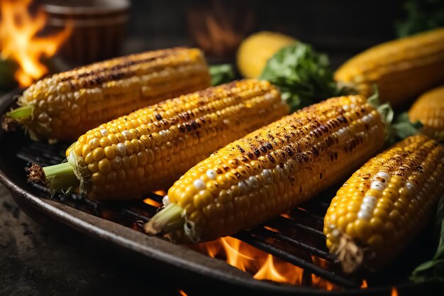 Zdjęcie grillowana kukurydza na drewnianej powierzchni