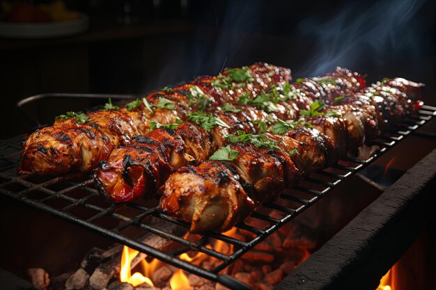 Grillowane mięso kurczaka na grillu używane w tradycyjnym tureckim jedzeniu ulicznym Doner Kebab Shawarma lub Gyros w innych kulturach w Stambule Turcja Generative AI