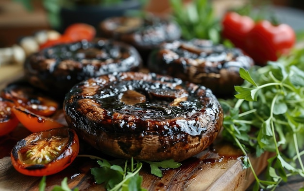 Zdjęcie grillowane portobello z glazurą balsamiczną